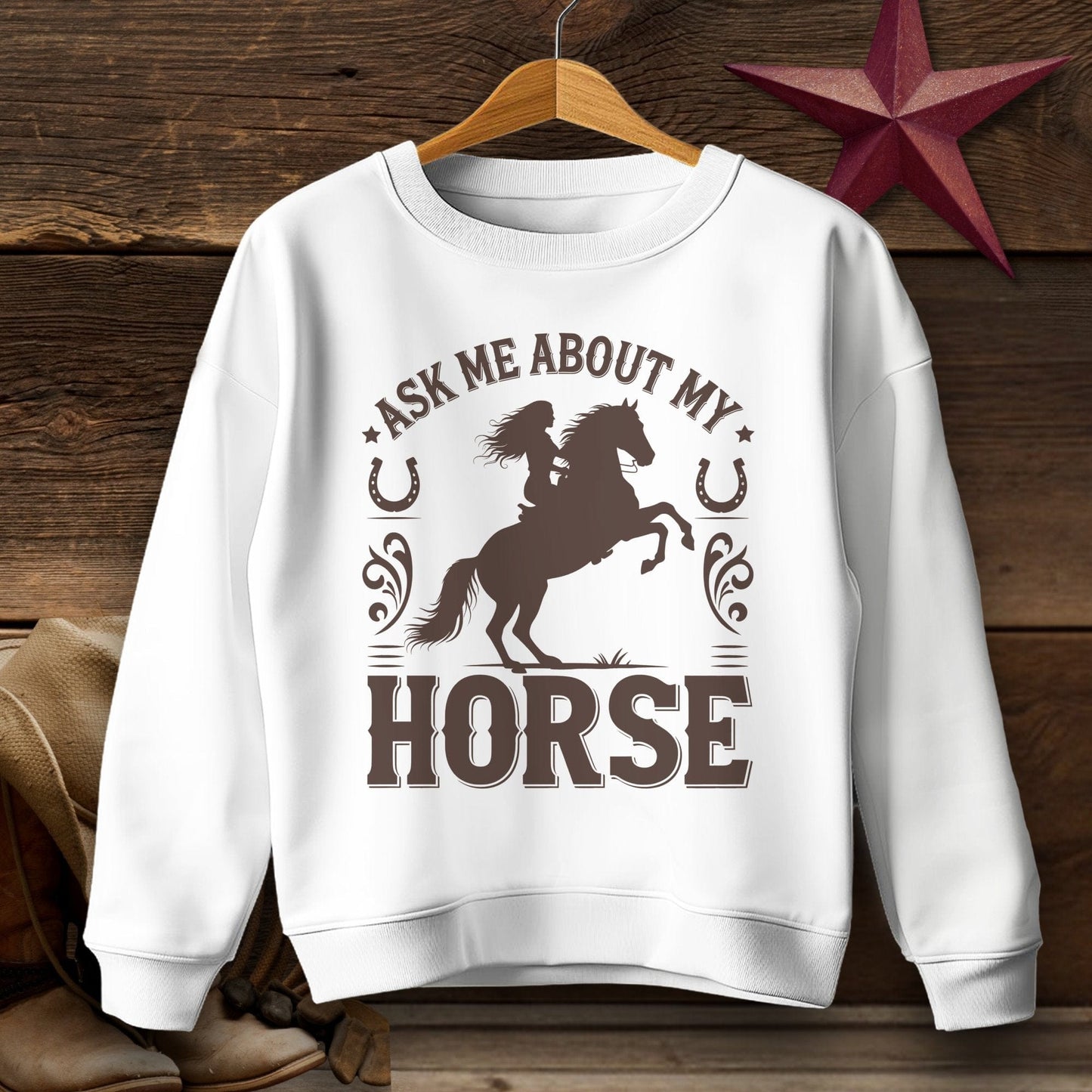 Youth Shirts Sweatshirt Youth / S / White Ask Me About My Horse Shirt