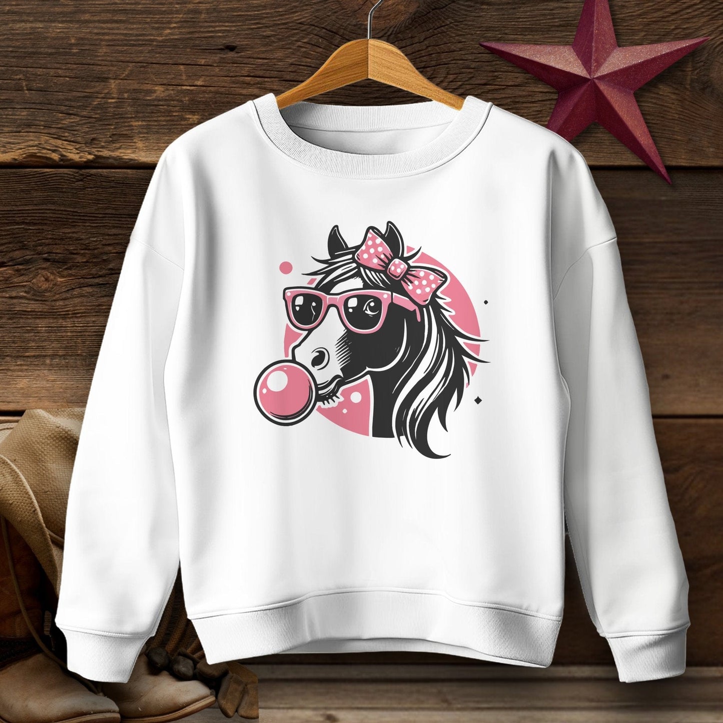 Youth Shirts Sweatshirt Youth / White / S Bubble Gum Horse Shirt