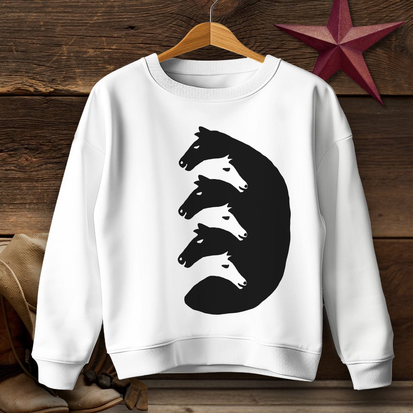 Youth Shirts Sweatshirt Youth / White / S Interlocking Horse Heads - Youth Shirt