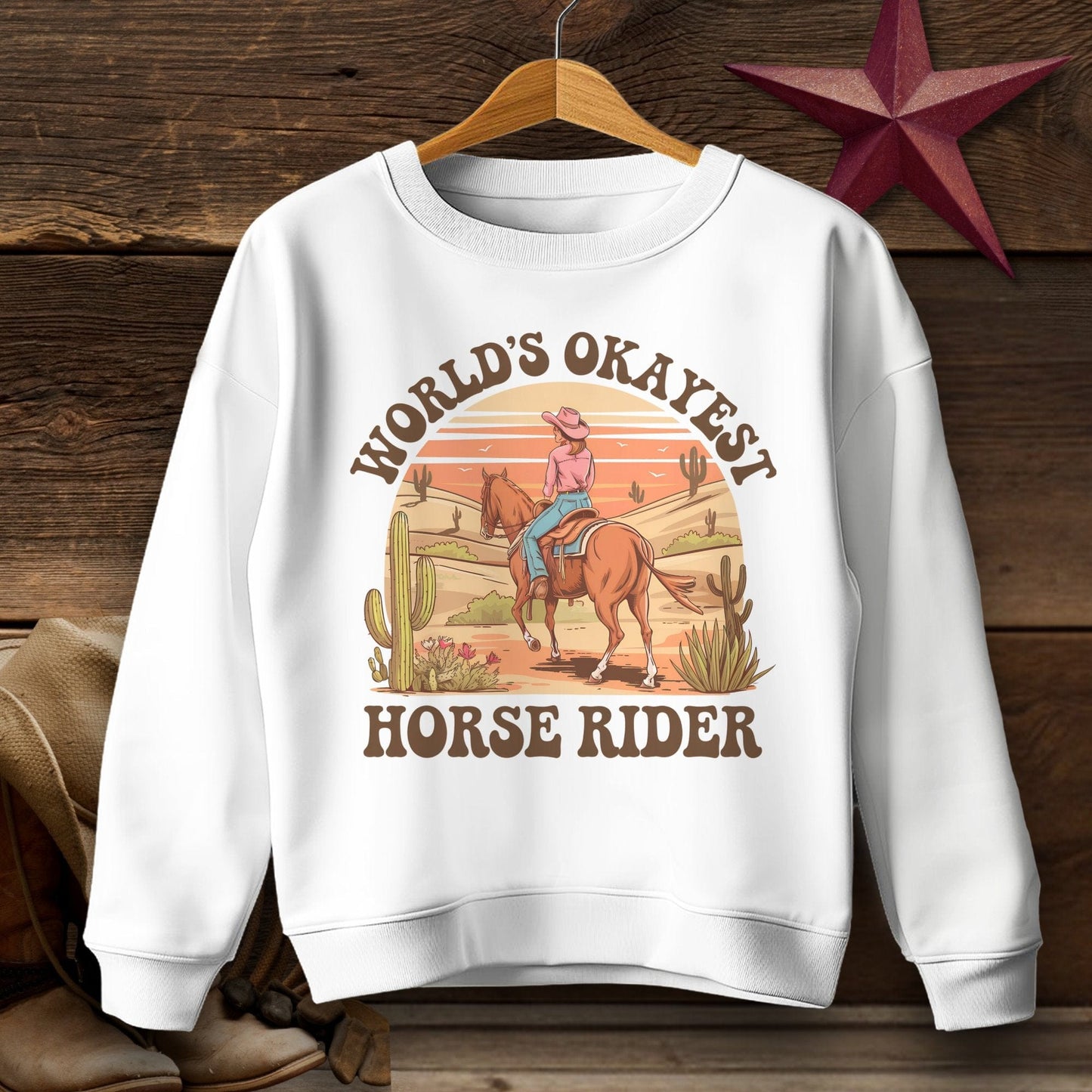 Youth Shirts Sweatshirt Youth / White / S World's Okayest Horse Rider Shirt