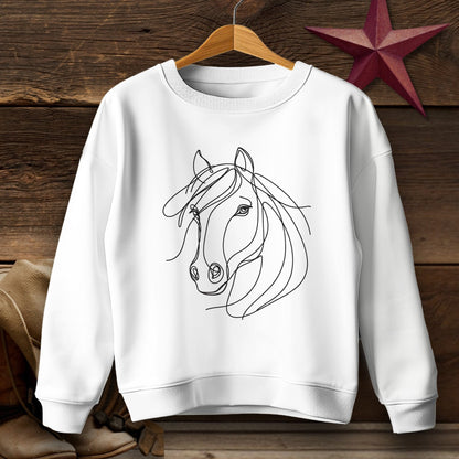 Youth Shirts Sweatshirt Youth / White / XS Elegant Horse Line Art Youth - Shirt