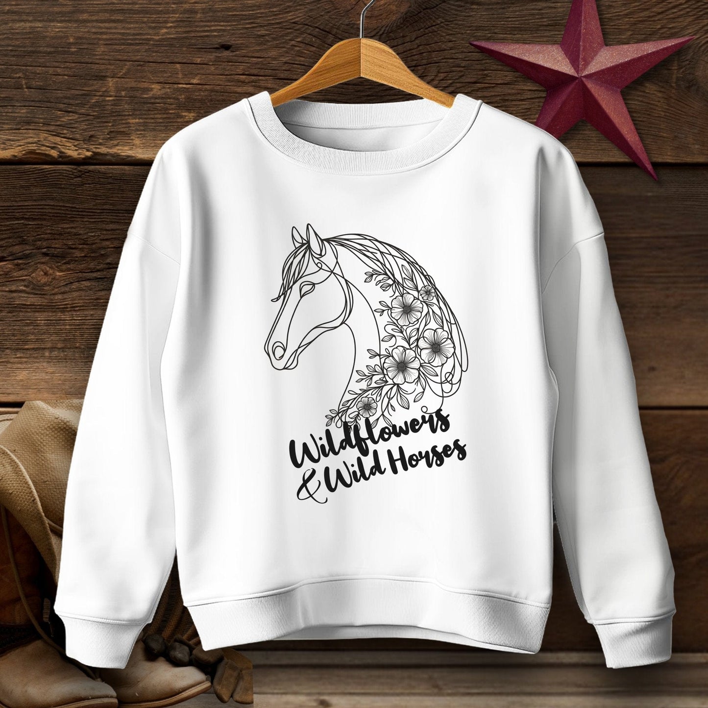 Youth Shirts Sweatshirt Youth / White / XS Wildflowers And Wild Horses - Youth Shirt