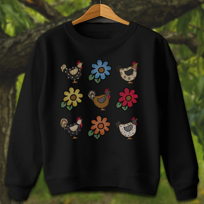 Youth Shirts Sweatshirt Youth / XS / Black Chickens and Flowers - Youth Shirt