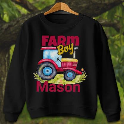 Youth Shirts Sweatshirt Youth / XS / Black Personalized Farm Boy - Youth Shirt