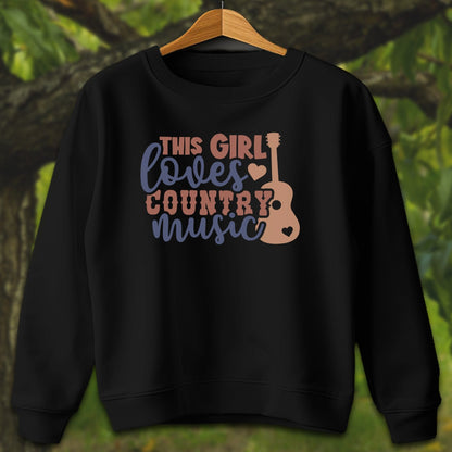 Youth Shirts Sweatshirt Youth / XS / Black This Girl Loves Country Music - Youth Shirt