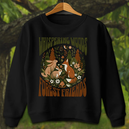 Youth Shirts Sweatshirt Youth / XS / Black Whispering Woods Forest Friends - Youth Shirt