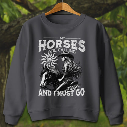 Youth Shirts Sweatshirt Youth / XS / Dark Heather My Horses are Calling - Youth Shirt