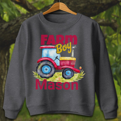 Youth Shirts Sweatshirt Youth / XS / Dark Heather Personalized Farm Boy - Youth Shirt