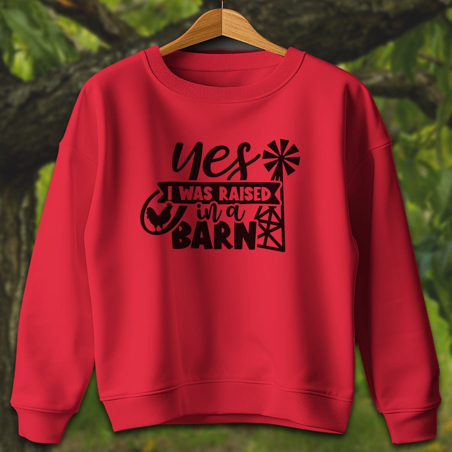 Youth Shirts Sweatshirt Youth / XS / Red Yes I Was Raised In A Barn - Youth Shirt