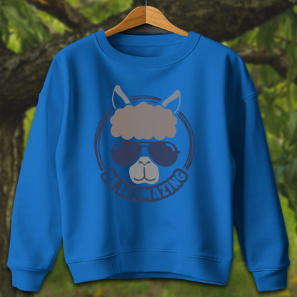 Youth Shirts Sweatshirt Youth / XS / Royal Be Llamazing Cool Alpaca Illustration - Youth Shirt