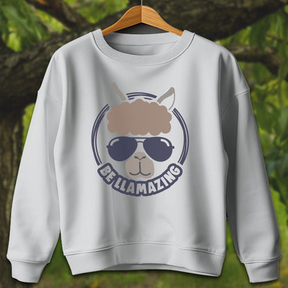 Youth Shirts Sweatshirt Youth / XS / Sport Grey Be Llamazing Cool Alpaca Illustration - Youth Shirt