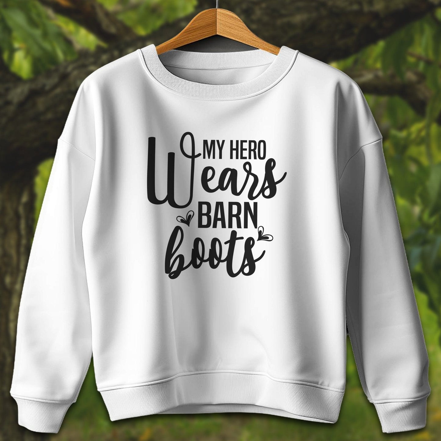 Youth Shirts Sweatshirt Youth / XS / White My Hero Wears Barn Boots - Youth Shirt