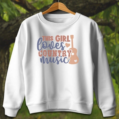 Youth Shirts Sweatshirt Youth / XS / White This Girl Loves Country Music - Youth Shirt