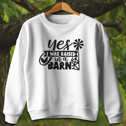 Youth Shirts Sweatshirt Youth / XS / White Yes I Was Raised In A Barn - Youth Shirt