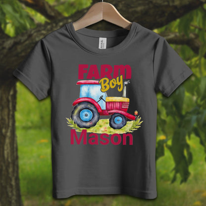 Youth Shirts T-Shirt Toddler / 2T / Asphalt Personalized Farm Boy - Youth Shirt