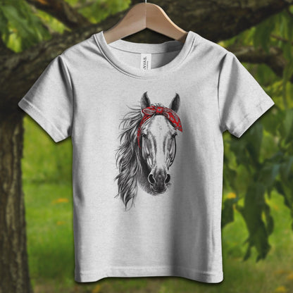 Youth Shirts T-Shirt Toddler / 2T / Athletic Heather Stylish Horse with Red Bandana - Youth Shirt