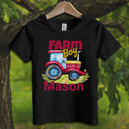 Youth Shirts T-Shirt Toddler / 2T / Black Personalized Farm Boy - Youth Shirt