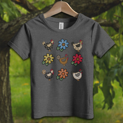 Youth Shirts T-Shirt Toddler / 2T / Dark Grey Heather Chickens and Flowers - Youth Shirt