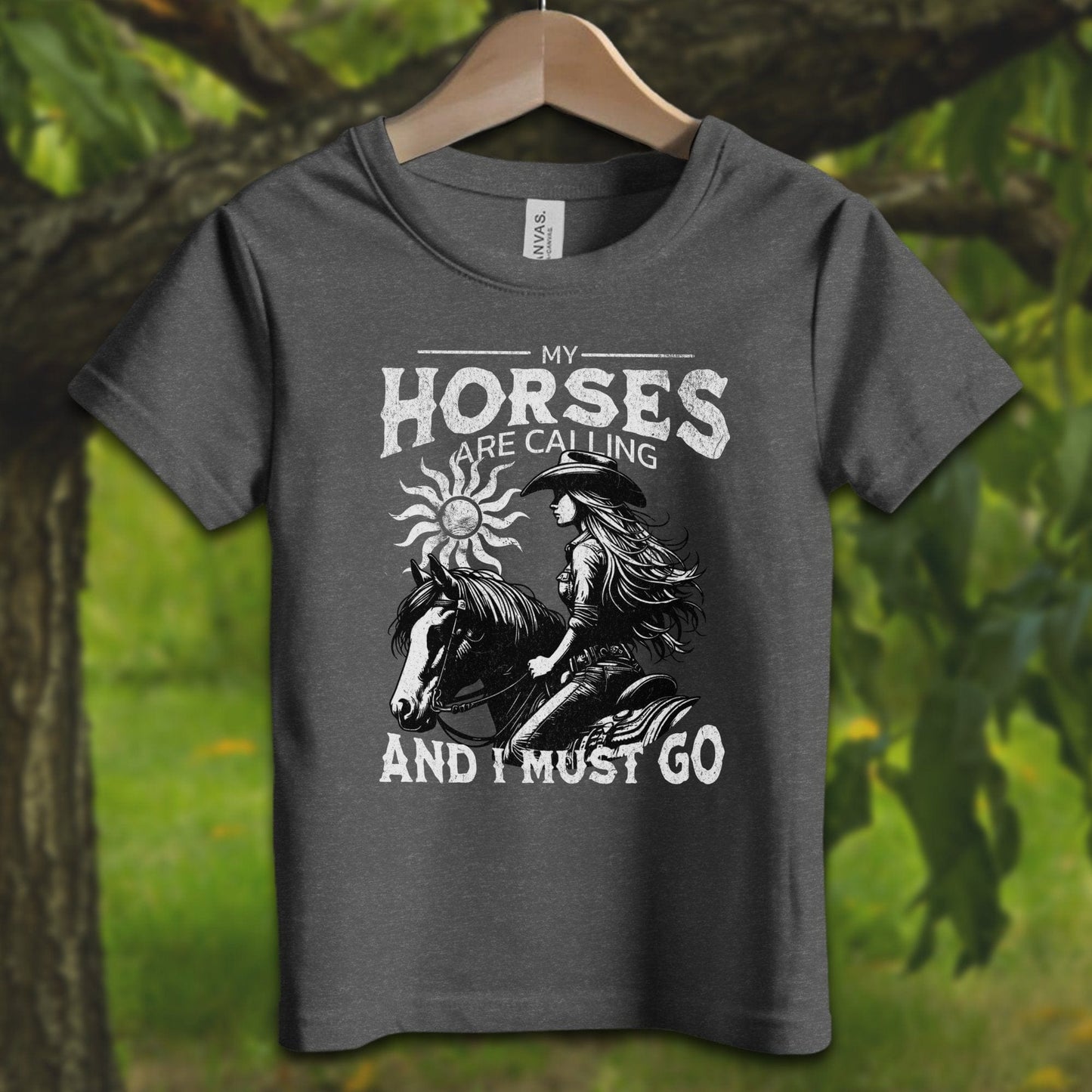 Youth Shirts T-Shirt Toddler / 2T / Dark Grey Heather My Horses are Calling - Youth Shirt