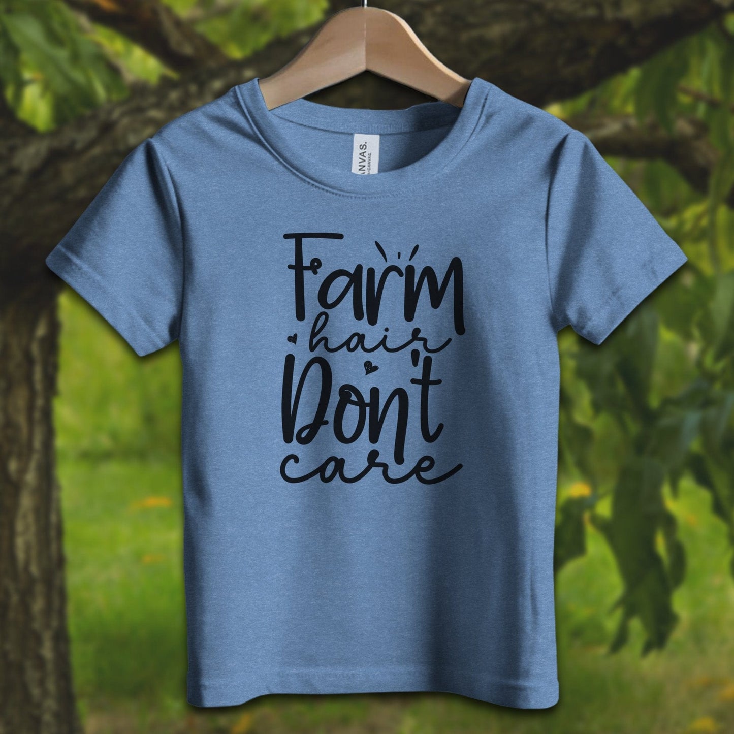 Youth Shirts T-Shirt Toddler / 2T / Heather Columbia Blue Farm Hair Don't Care - Youth Shirt