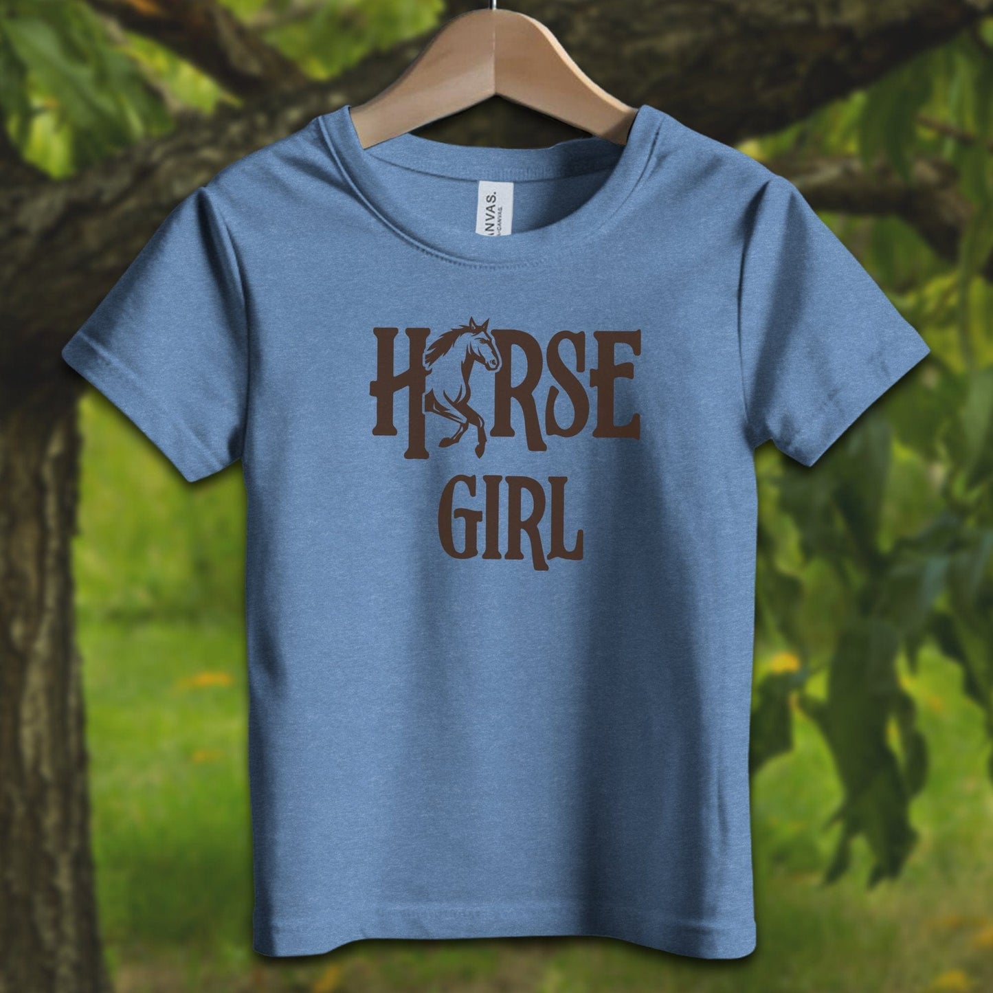 Youth Shirts T-Shirt Toddler / 2T / Heather Columbia Blue Horse Girl - Youth Shirt