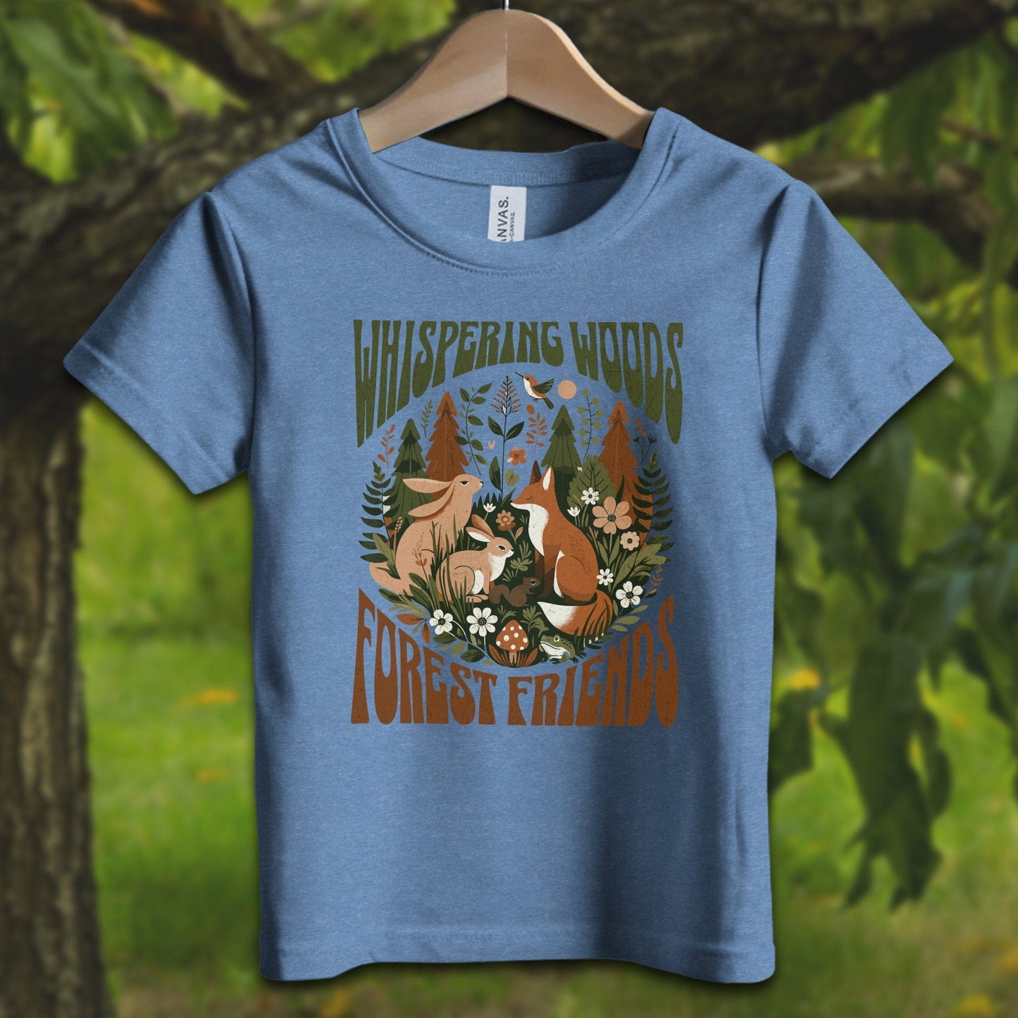 Youth Shirts T-Shirt Toddler / 2T / Heather Columbia Blue Whispering Woods Forest Friends - Youth Shirt