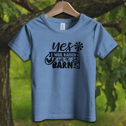 Youth Shirts T-Shirt Toddler / 2T / Heather Columbia Blue Yes I Was Raised In A Barn - Youth Shirt