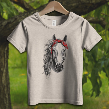 Youth Shirts T-Shirt Toddler / 2T / Heather Dust Stylish Horse with Red Bandana - Youth Shirt