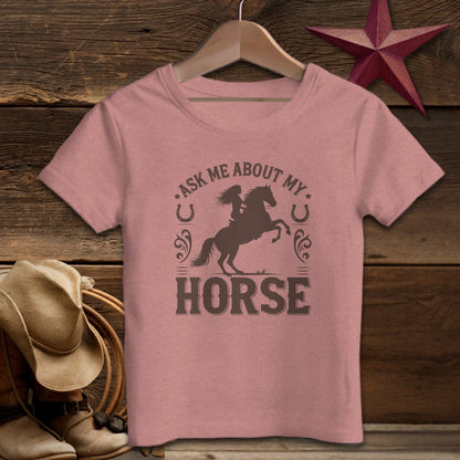 Youth Shirts T-Shirt Toddler / 2T / Heather Mauve Ask Me About My Horse Shirt