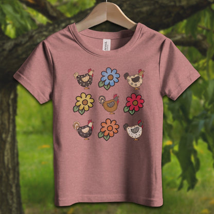 Youth Shirts T-Shirt Toddler / 2T / Heather Mauve Chickens and Flowers - Youth Shirt