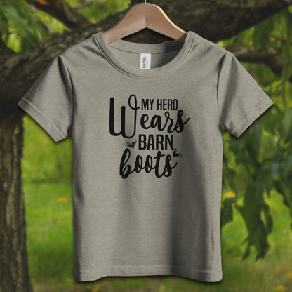 Youth Shirts T-Shirt Toddler / 2T / Heather Stone My Hero Wears Barn Boots - Youth Shirt