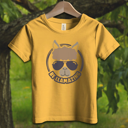 Youth Shirts T-Shirt Toddler / 2T / Heather Yellow Gold Be Llamazing Cool Alpaca Illustration - Youth Shirt