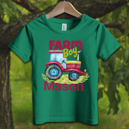 Youth Shirts T-Shirt Toddler / 2T / Kelly Personalized Farm Boy - Youth Shirt