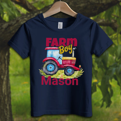 Youth Shirts T-Shirt Toddler / 2T / Navy Personalized Farm Boy - Youth Shirt