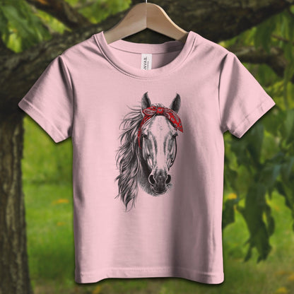 Youth Shirts T-Shirt Toddler / 2T / Pink Stylish Horse with Red Bandana - Youth Shirt