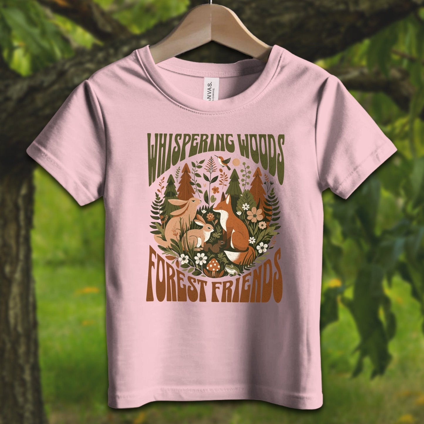 Youth Shirts T-Shirt Toddler / 2T / Pink Whispering Woods Forest Friends - Youth Shirt