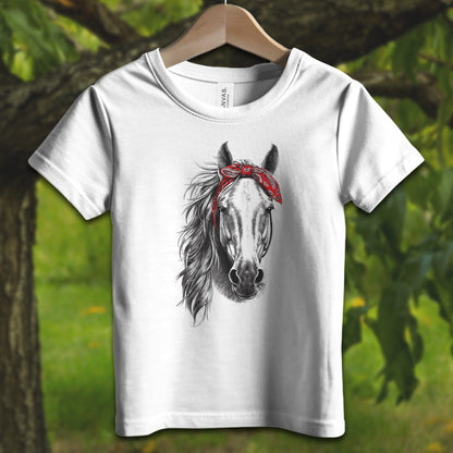 Youth Shirts T-Shirt Toddler / 2T / White Stylish Horse with Red Bandana - Youth Shirt