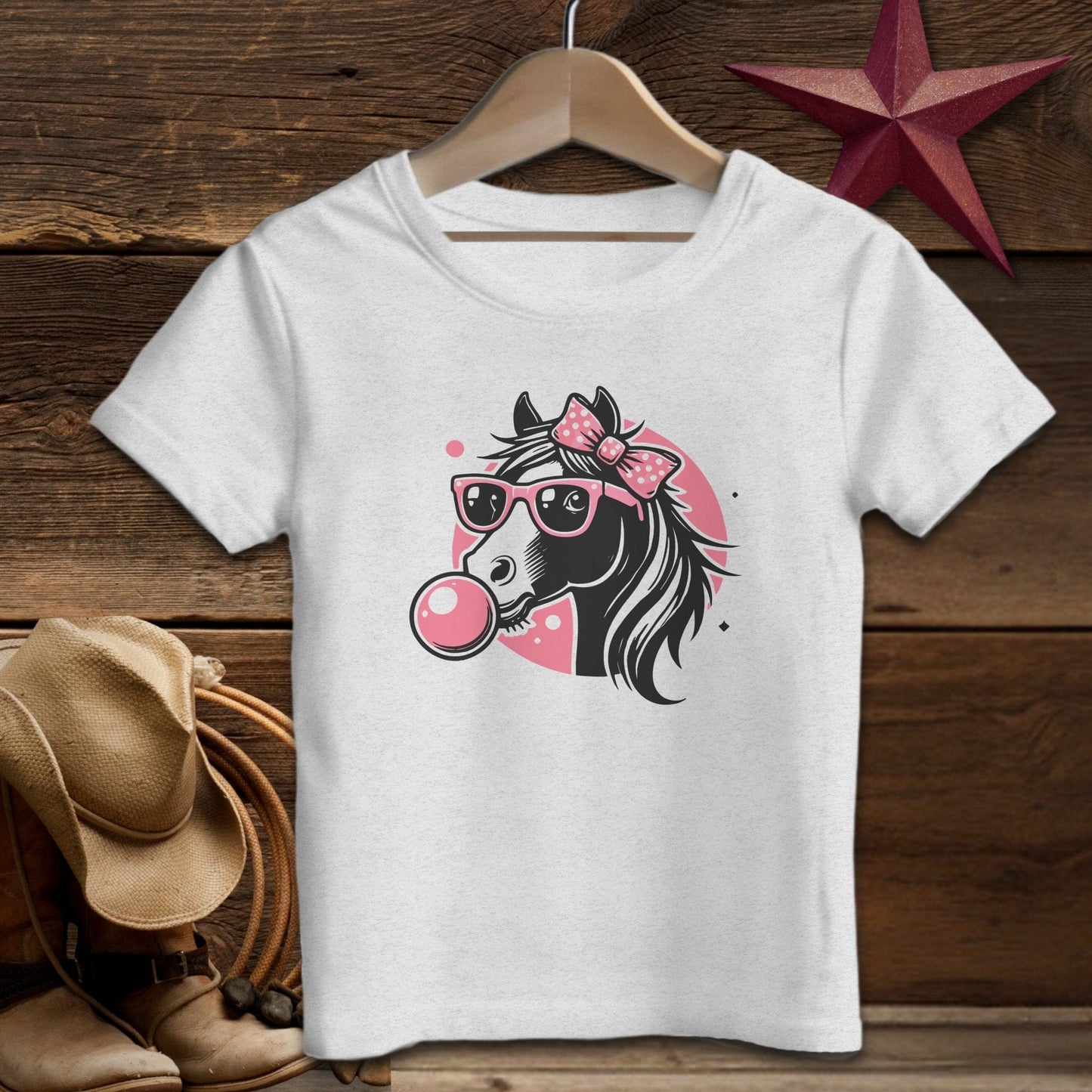 Youth Shirts T-Shirt Toddler / Athletic Heather / 2T Bubble Gum Horse Shirt