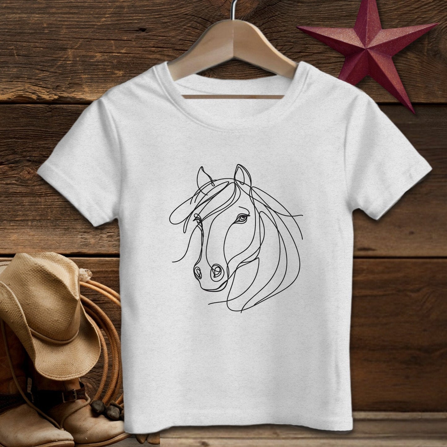 Youth Shirts T-Shirt Toddler / Athletic Heather / 2T Elegant Horse Line Art -Toddler Shirt