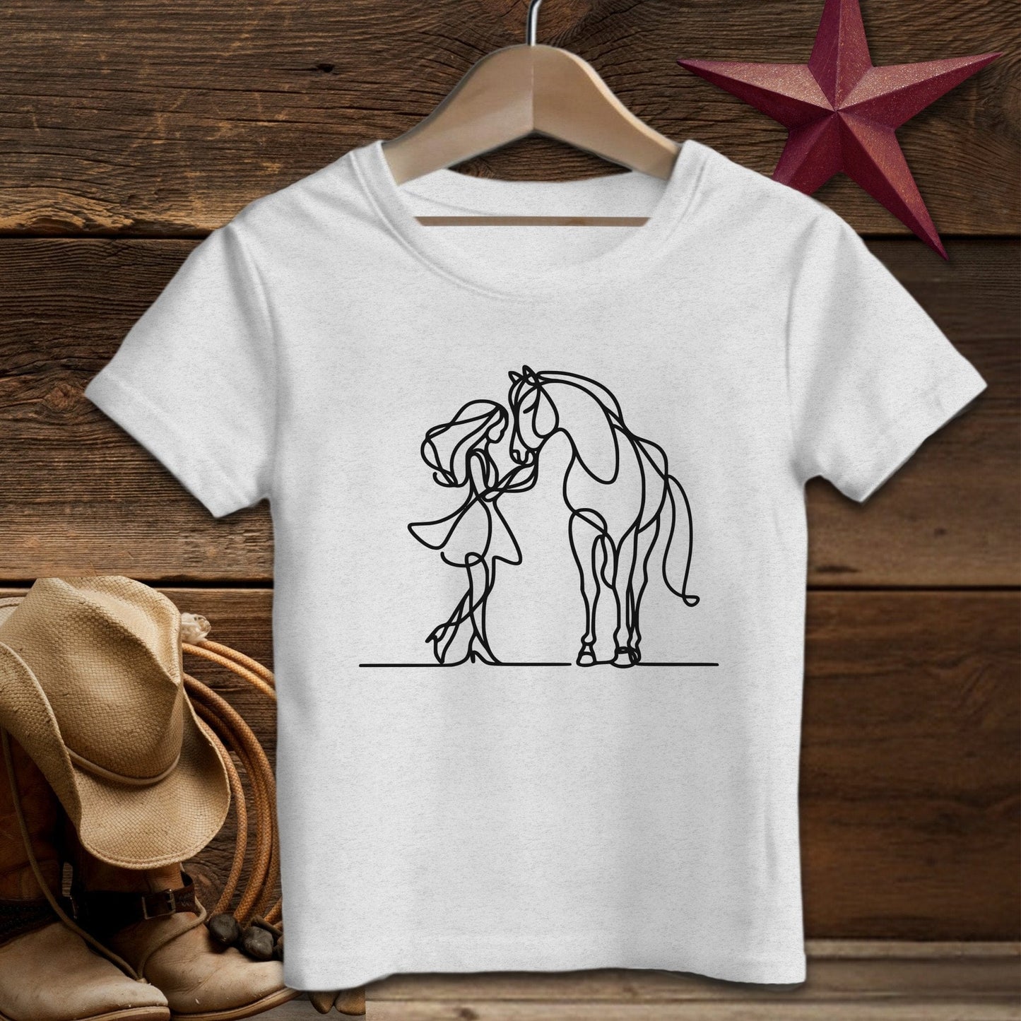 Youth Shirts T-Shirt Toddler / Athletic Heather / 2T Lady and Horse Art Toddler Shirt