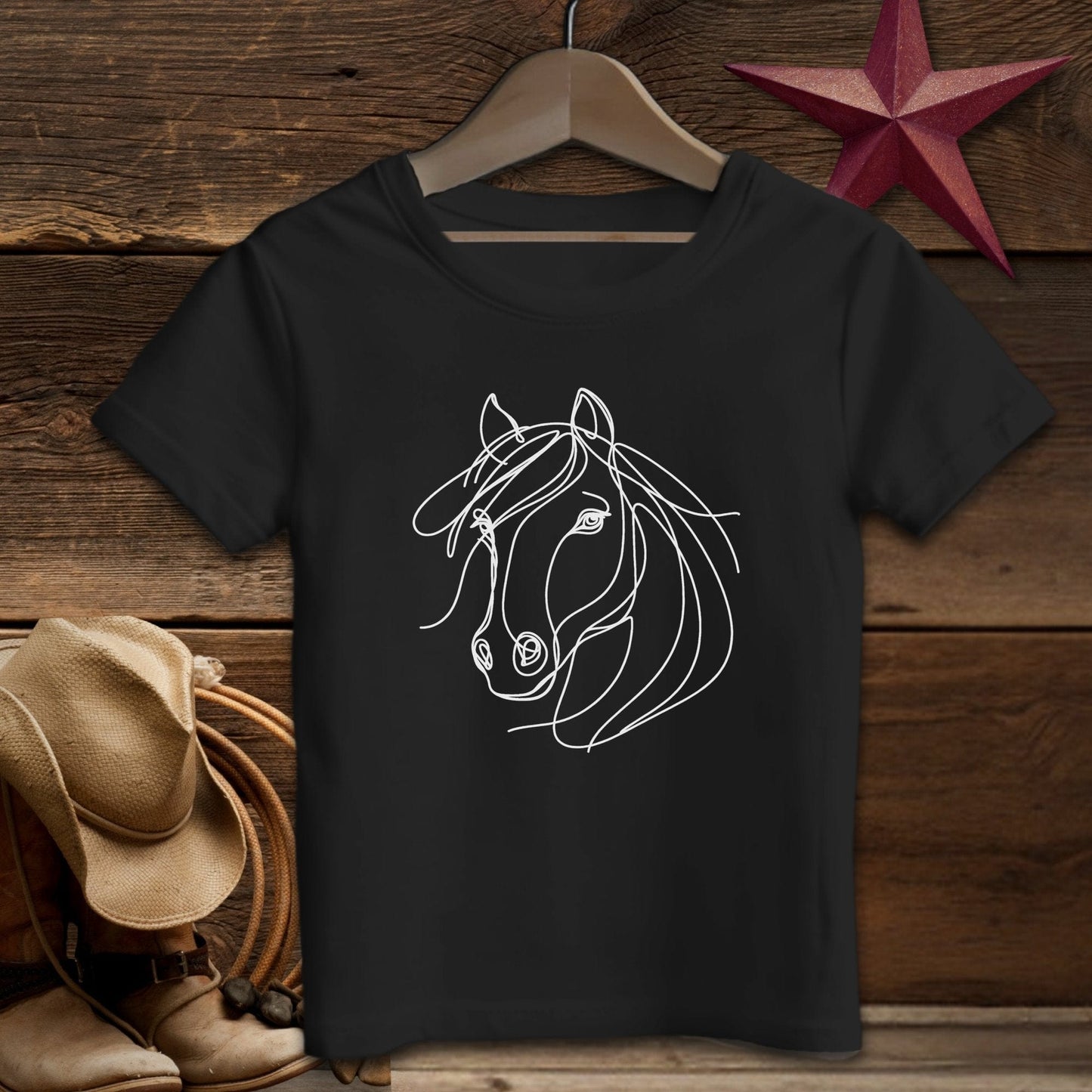 Youth Shirts T-Shirt Toddler / Black / 2T Elegant Horse Line Art -Toddler Shirt