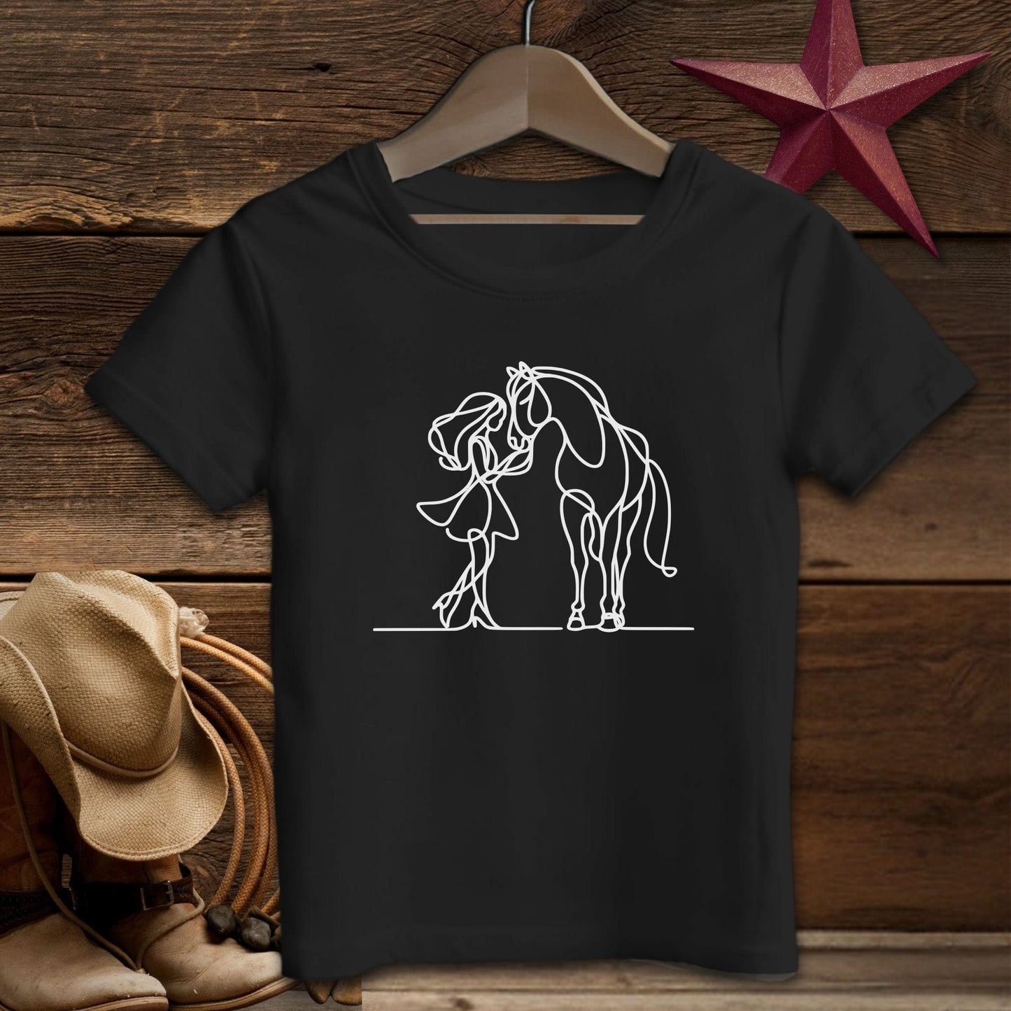 Youth Shirts T-Shirt Toddler / Black / 2T Lady and Horse Art Toddler Shirt