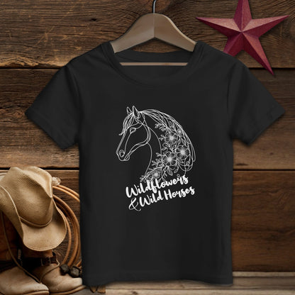 Youth Shirts T-Shirt Toddler / Black / 2T Wildflowers And Wild Horses - Toddler Shirt