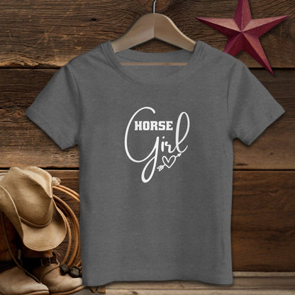 Youth Shirts T-Shirt Toddler / Dark Grey Heather / 2T Horse Girl with Arrow Heart Shirt