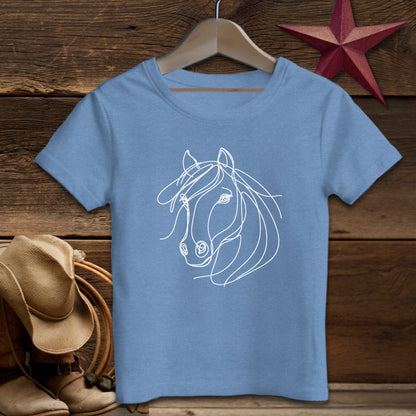 Youth Shirts T-Shirt Toddler / Heather Columbia Blue / 2T Elegant Horse Line Art -Toddler Shirt