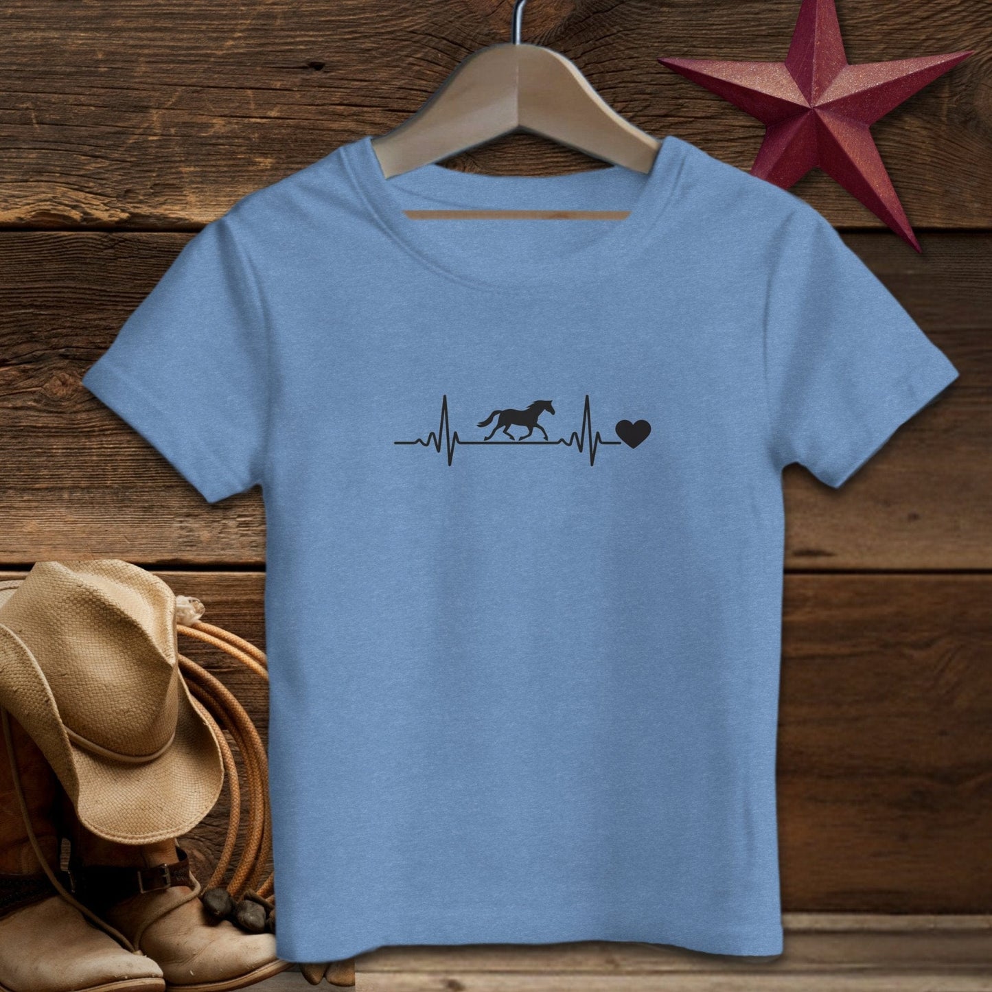 Youth Shirts T-Shirt Toddler / Heather Columbia Blue / 2T Horse Heartbeat Shirt