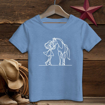 Youth Shirts T-Shirt Toddler / Heather Columbia Blue / 2T Lady and Horse Art Toddler Shirt