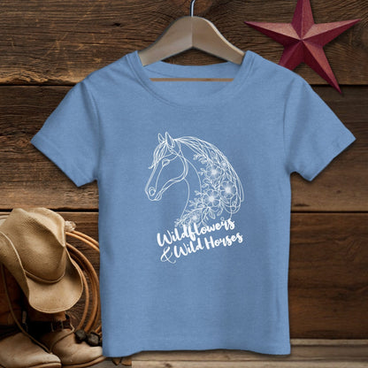 Youth Shirts T-Shirt Toddler / Heather Columbia Blue / 2T Wildflowers And Wild Horses - Toddler Shirt