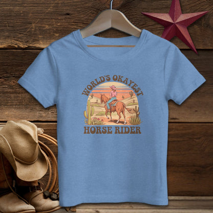 Youth Shirts T-Shirt Toddler / Heather Columbia Blue / 2T World's Okayest Horse Rider Shirt