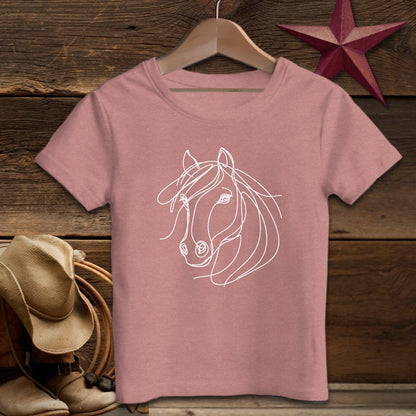 Youth Shirts T-Shirt Toddler / Heather Mauve / 2T Elegant Horse Line Art -Toddler Shirt